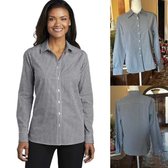 Brooks Brothers Black/white gingham fitted button up shirt sz12 - Picture 9 of 11